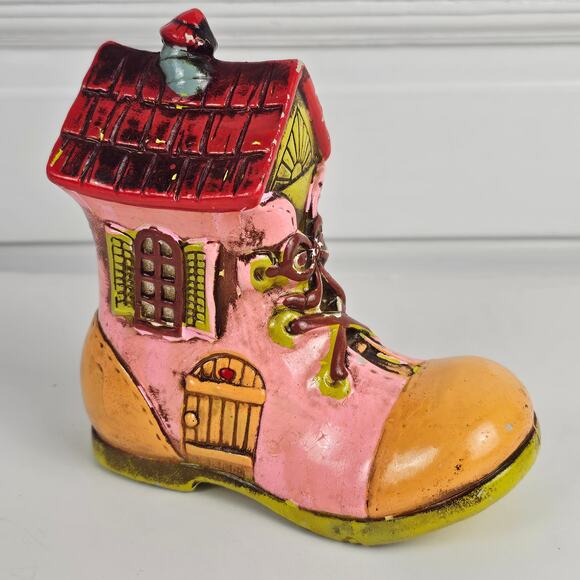 VTG RARE 1969 R. Dakin & Co Shoe House bank Japan pink orange red lime - Picture 10 of 11